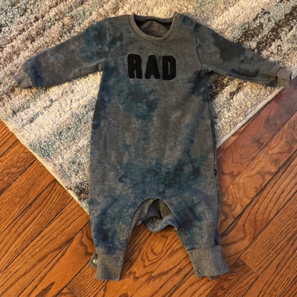 Trendy Gray and Blue 'RAD' Kids Bodysuit